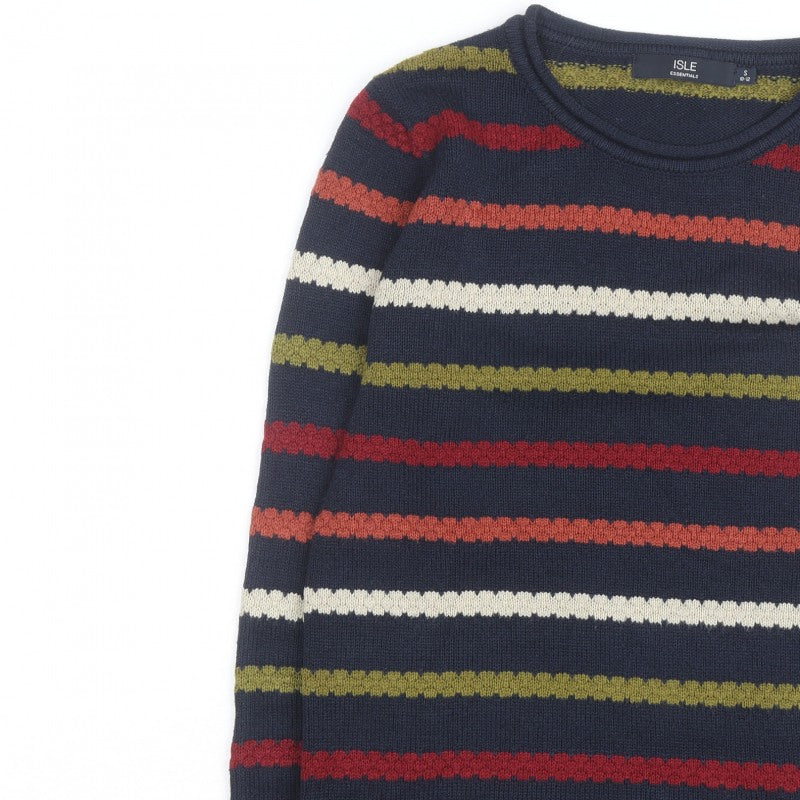 Isle Essentials Unisex Multicoloured Striped Knit Jumper Size S