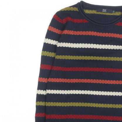 Isle Essentials Unisex Multicoloured Striped Knit Jumper Size S