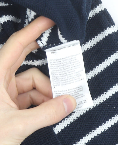 Helly Hansen Men's Blue Striped Cotton Crew Neck Jumper M