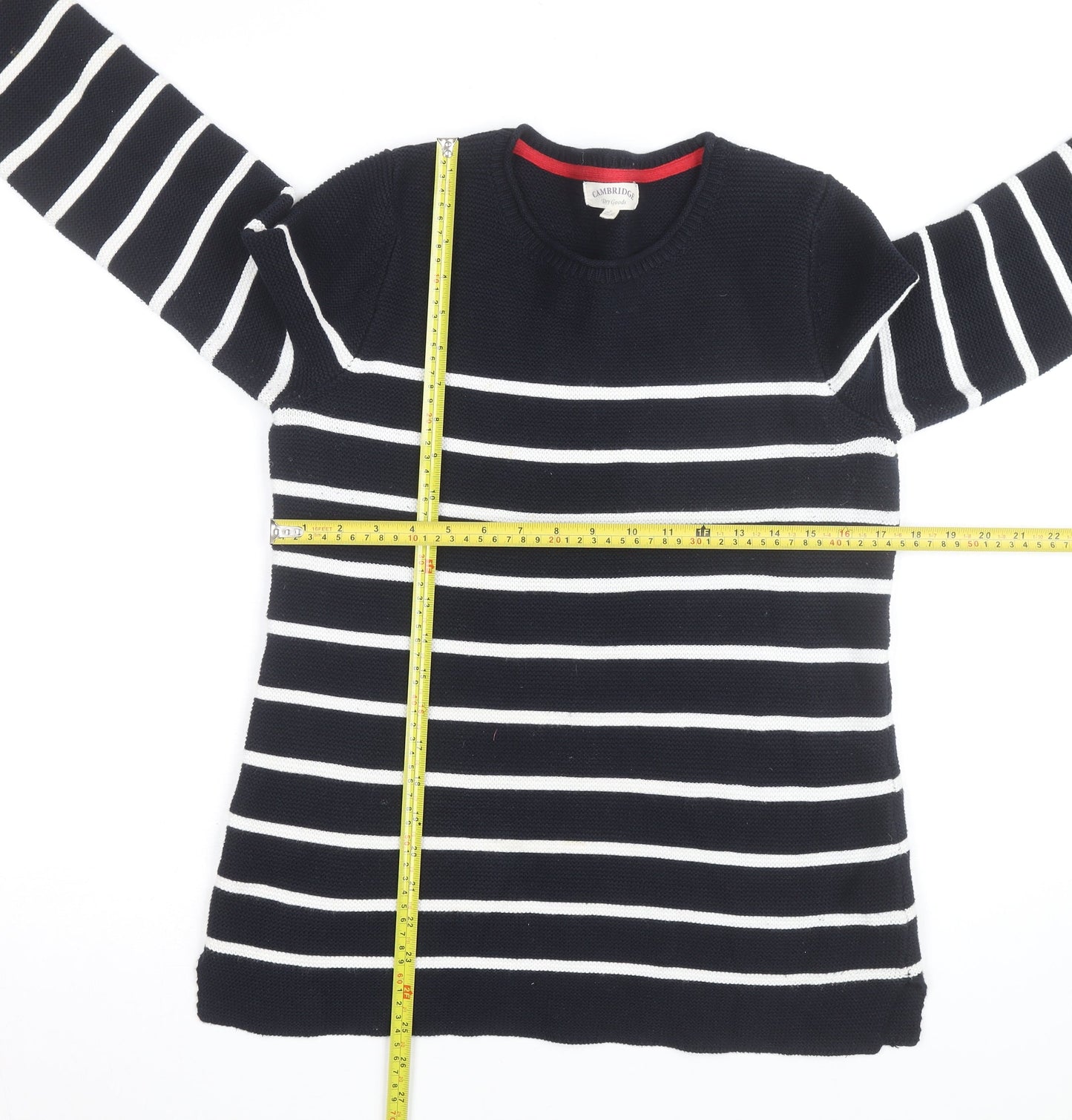 Cambridge Dry Goods Women's Blue Striped Cotton Jumper Size 8