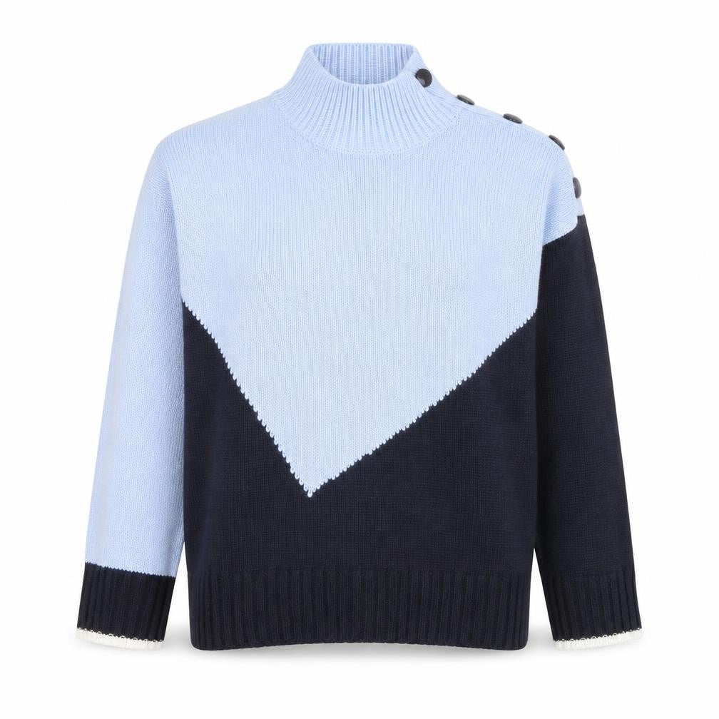 Marks & Spencer Women’s Blue Mix Geometric Mock Neck Pullover Jumper XS