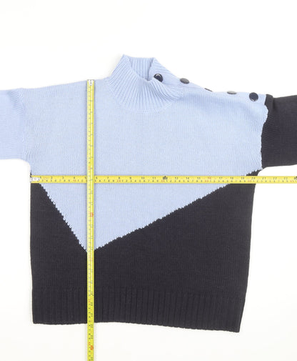 Marks and Spencer Women’s Blue Mix Geometric Mock Neck Pullover Jumper XS