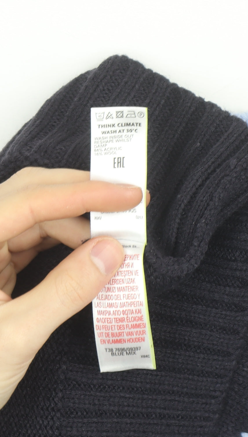 Marks and Spencer Women’s Blue Mix Geometric Mock Neck Pullover Jumper XS