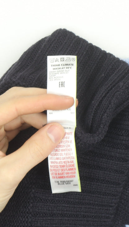 Marks and Spencer Women’s Blue Mix Geometric Mock Neck Pullover Jumper XS