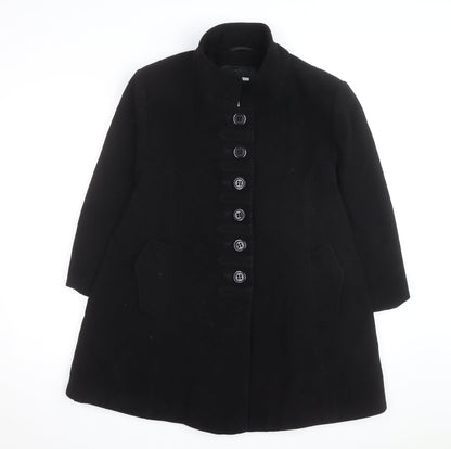 Erich Fend Women's Black Wool Cashmere Long Overcoat Size 12