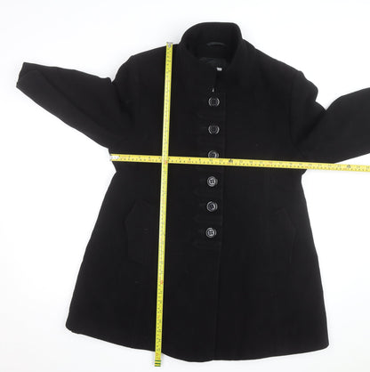 Erich Fend Women's Black Wool Cashmere Long Overcoat Size 12