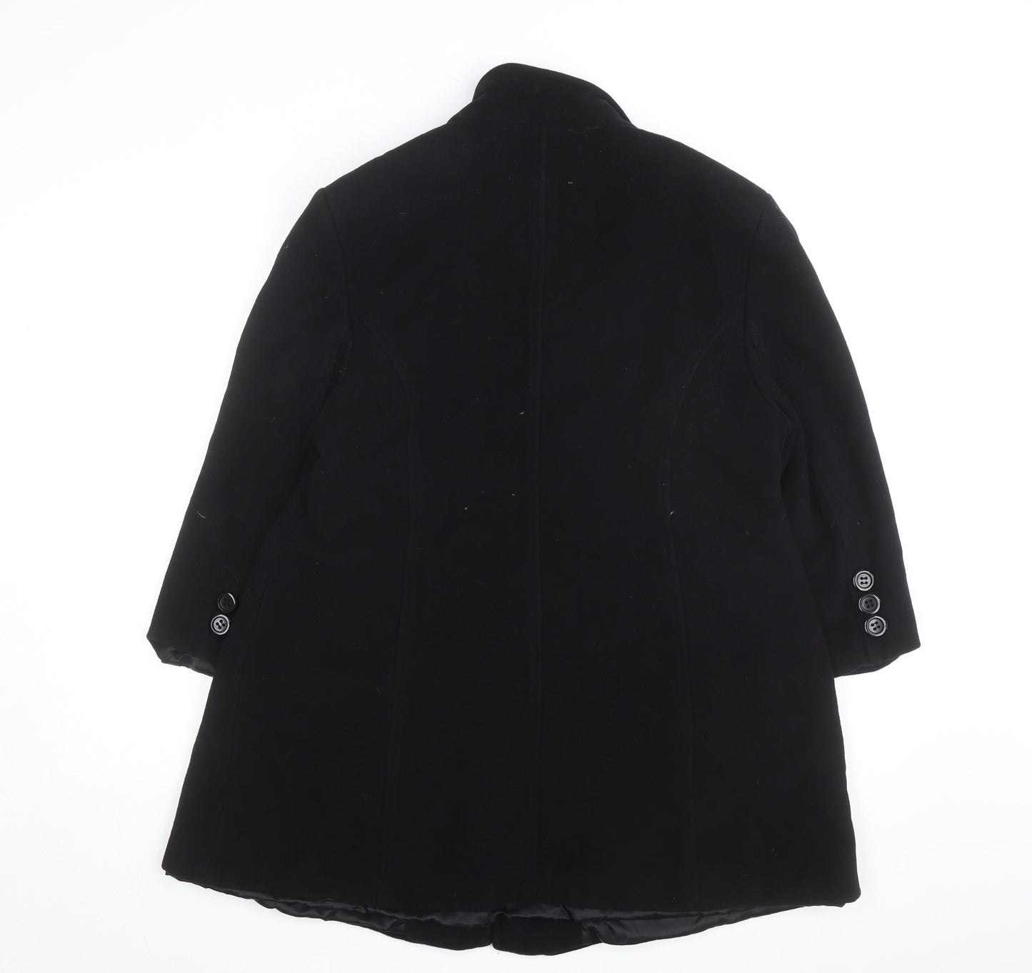 Erich Fend Women's Black Wool Cashmere Long Overcoat Size 12