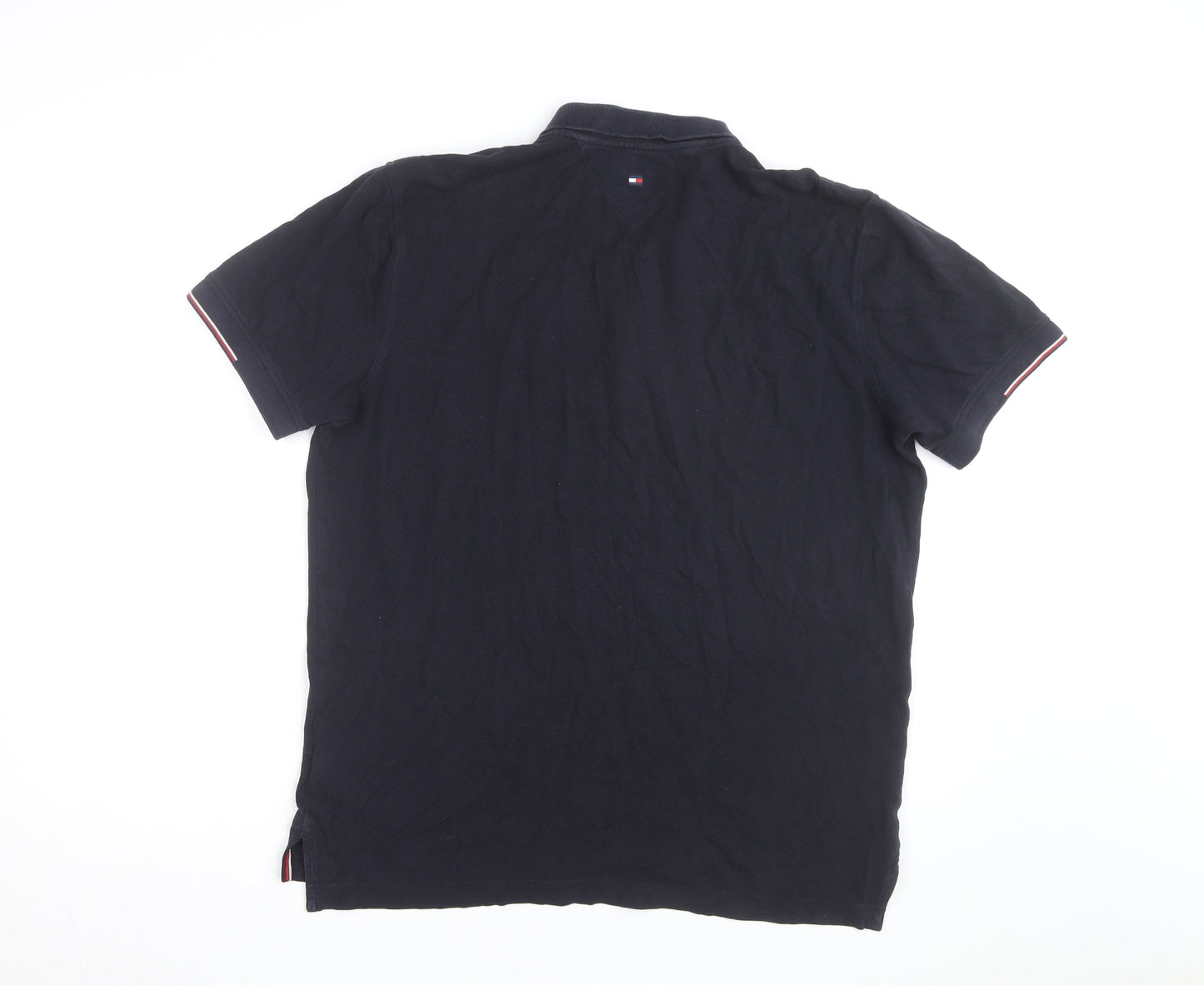 Tommy Hilfiger Men's Black Regular Fit Polo Shirt Size L Organic Cotton