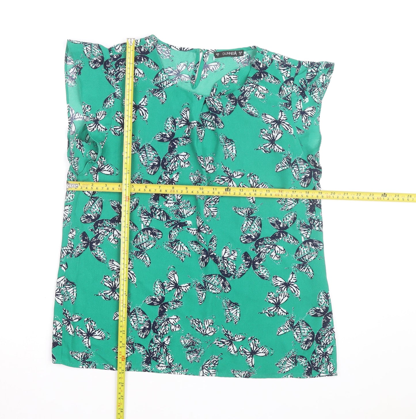 Dunnes Stores Women's Green Butterfly Blouse Size 14 Sleeveless