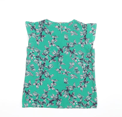 Dunnes Stores Women's Green Butterfly Blouse Size 14 Sleeveless