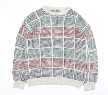 American Edition Men's Multicoloured XL Chunky Knit Cotton Jumper