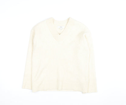 Marks and Spencer Women’s Ivory V-Neck Knit Jumper Size S