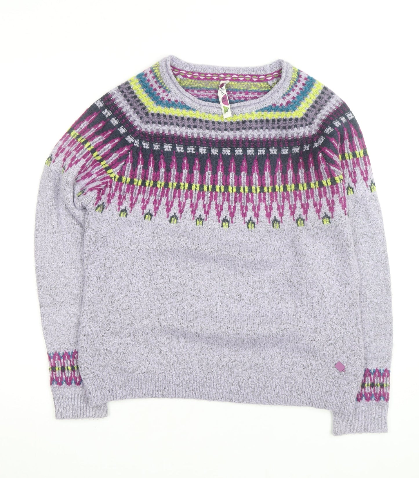 Weird Fish Women's Purple Fair Isle Knit Jumper Size 12