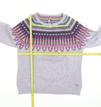 Weird Fish Women's Purple Fair Isle Knit Jumper Size 12