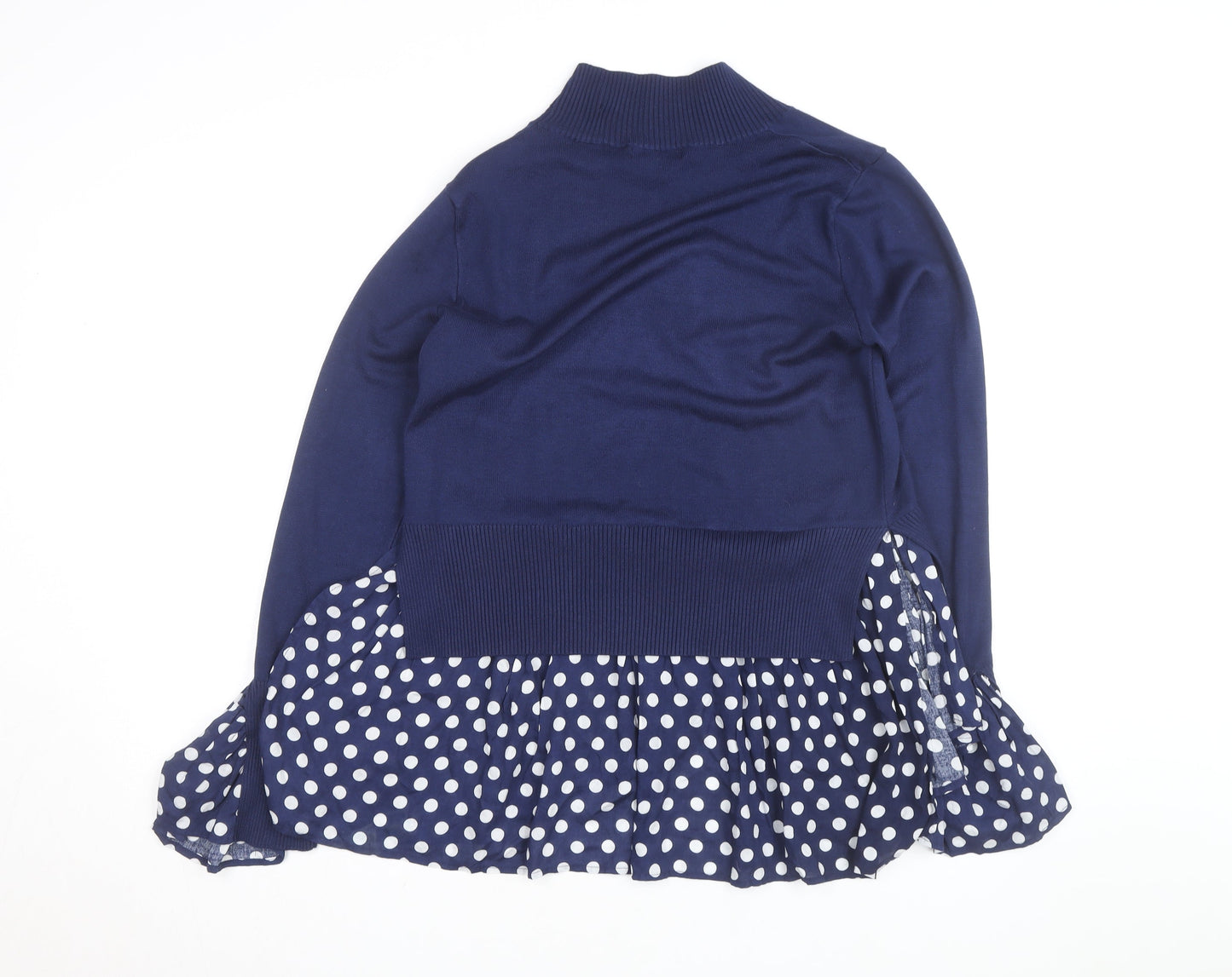 Quiz Women’s Blue Polka Dot Roll Neck Tunic Blouse Size M