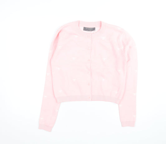Primark Women Pink Cardigan Knit Jumper M Crew Neck Long Sleeve