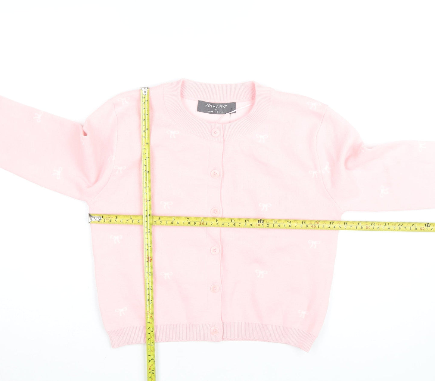 Primark Women Pink Cardigan Knit Jumper M Crew Neck Long Sleeve