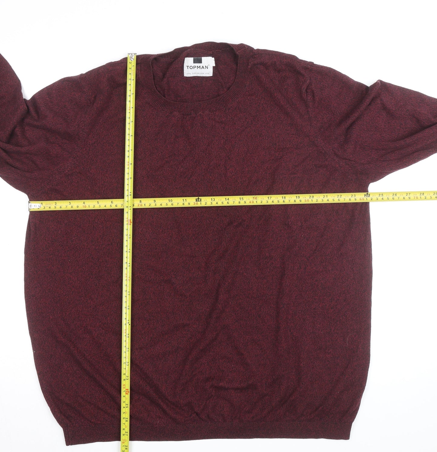 Topman Men's Red XL Cotton Blend Crew Neck Jumper