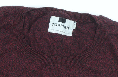 Topman Men's Red XL Cotton Blend Crew Neck Jumper