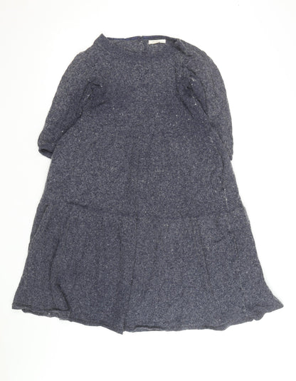 White Stuff Women's Blue Wool Blend A-Line Dress UK 10