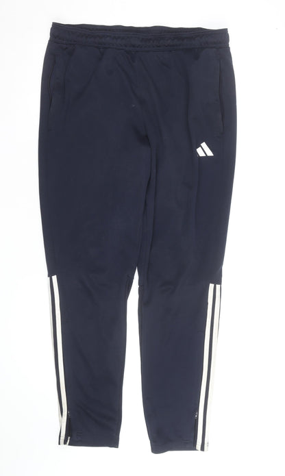 Adidas Men's Blue Track Pants L Tapered Fit AEROREADY Activewear