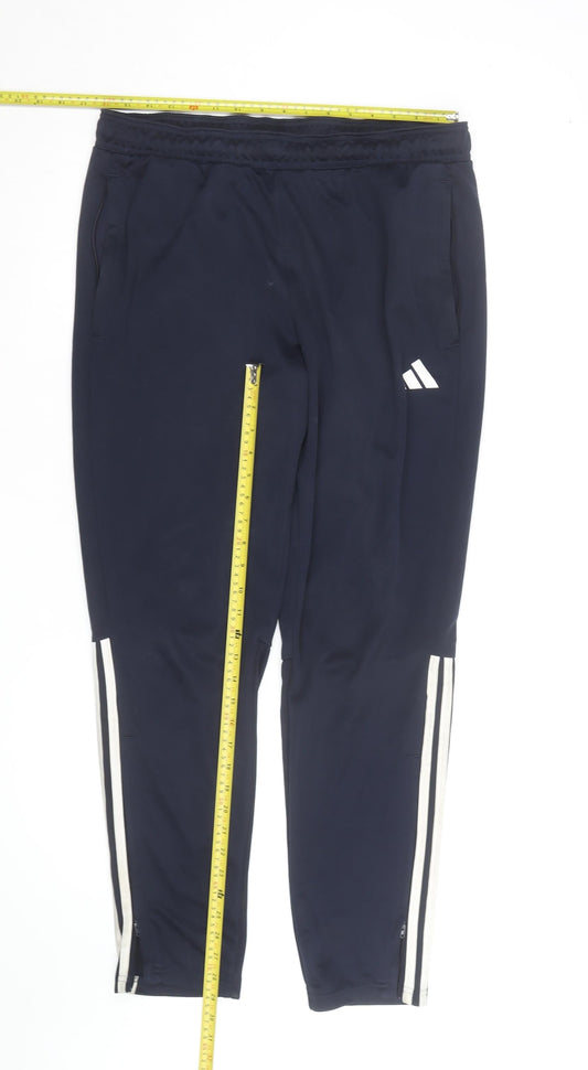 Adidas Men's Blue Track Pants L Tapered Fit AEROREADY Activewear
