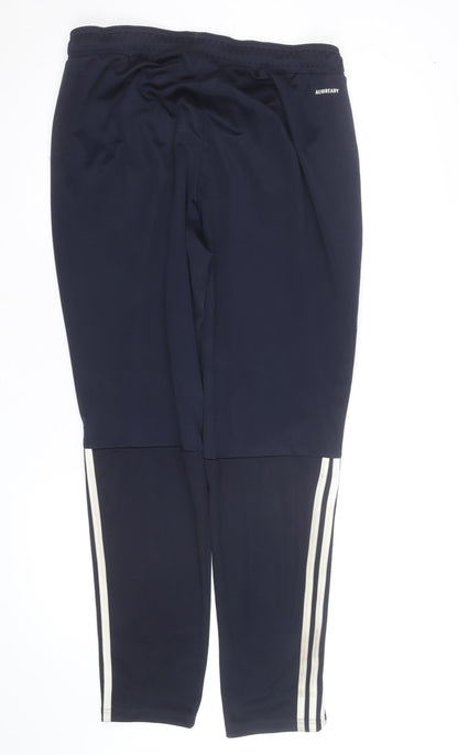 Adidas Men's Blue Track Pants L Tapered Fit AEROREADY Activewear