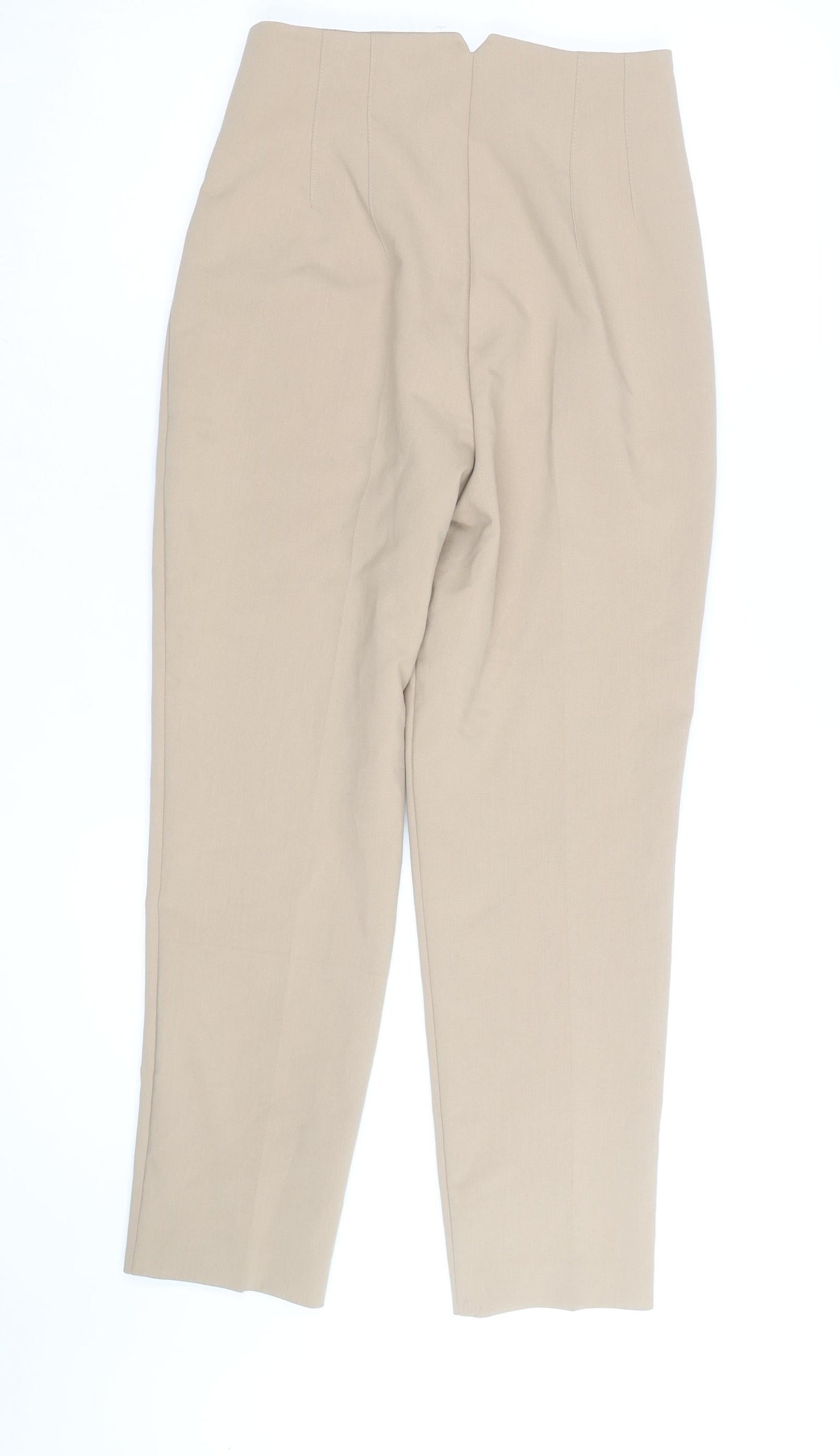 Zara Women Beige High Waist Tapered Trousers Size S