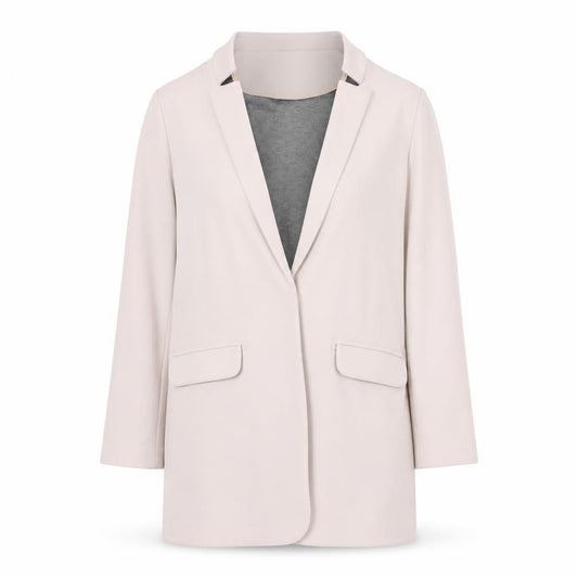 Front view of Gallery Women’s Beige Mid-Length Open Coatigan L
