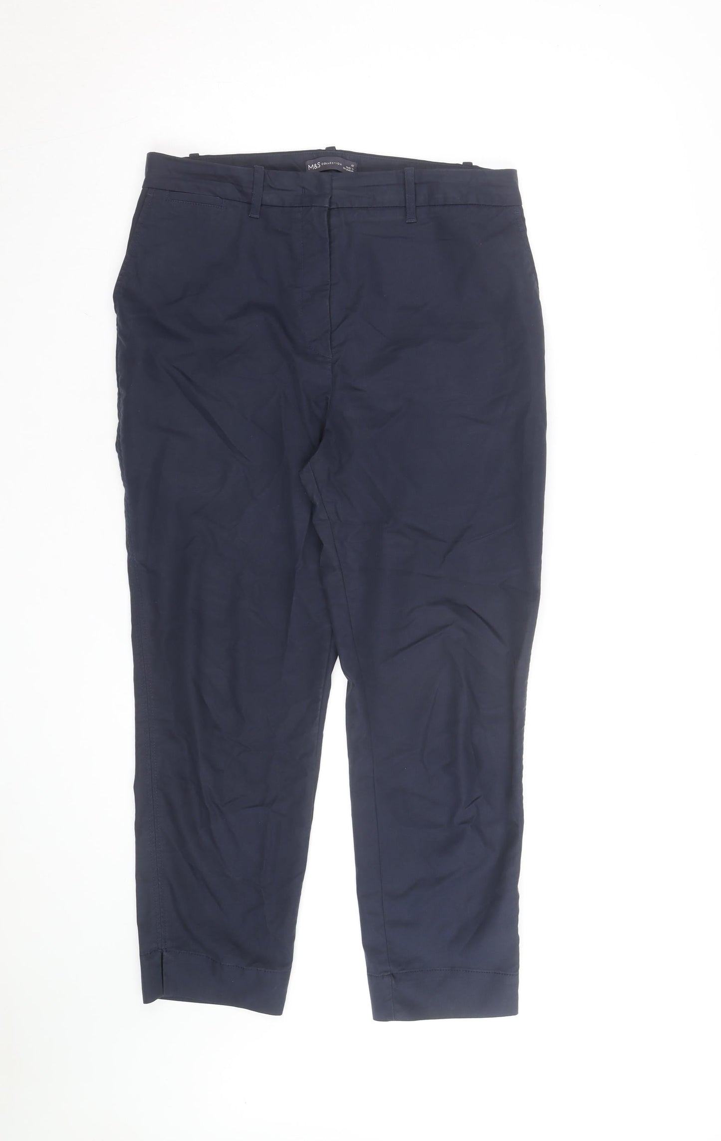 Marks and Spencer Women’s Navy Chino Trousers Size 14 Regular Fit