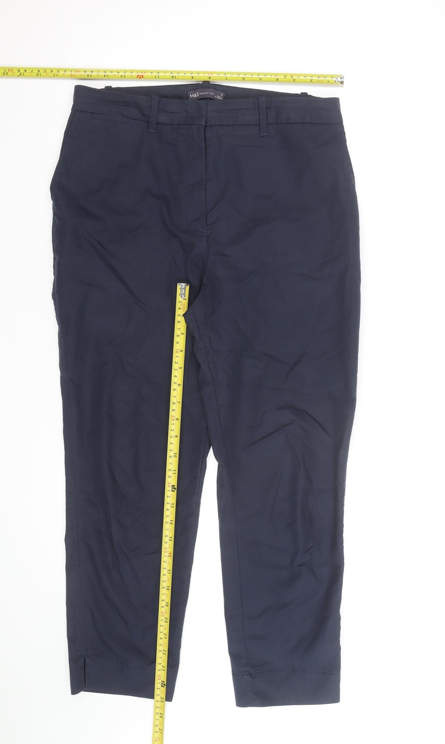 Marks and Spencer Women’s Navy Chino Trousers Size 14 Regular Fit