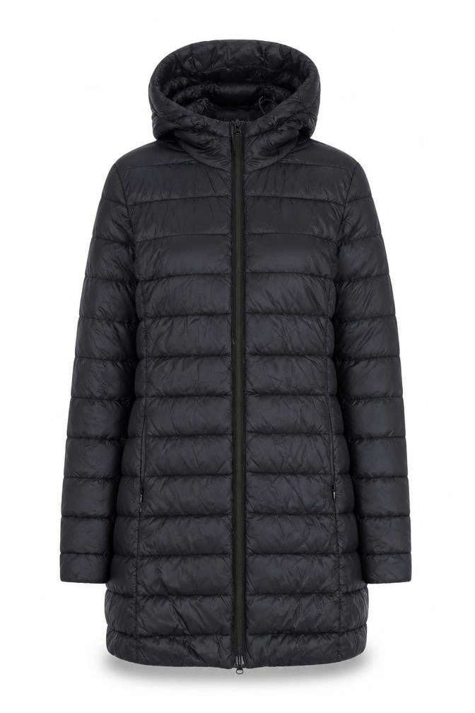 McKINLEY Women's Black Long Puffer Jacket Size 16 Hooded Lined