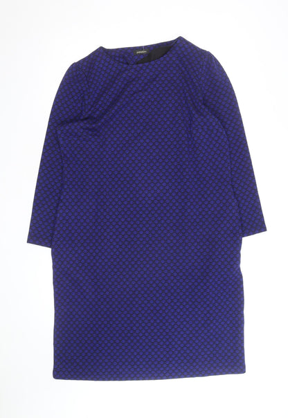 Pomodoro Women Blue Geometric Knee Length Shift Dress Size 14