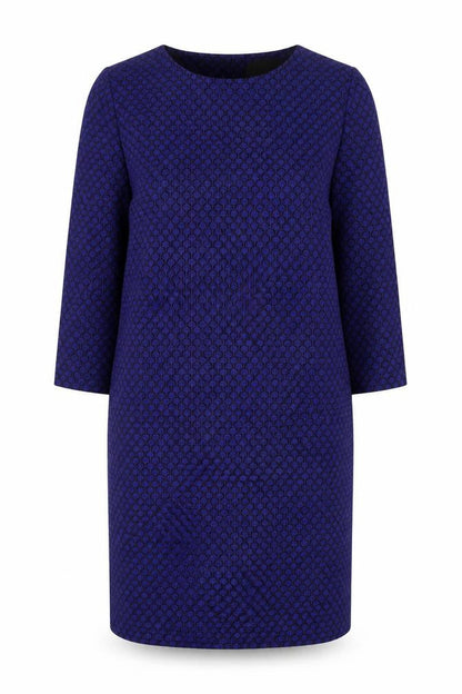 Pomodoro Women Blue Geometric Knee Length Shift Dress Size 14