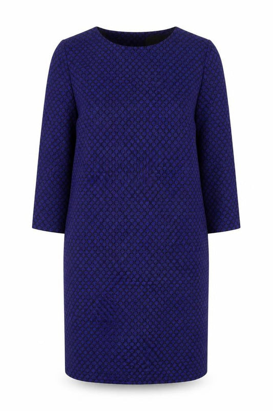 Pomodoro Women Blue Geometric Knee Length Shift Dress Size 14