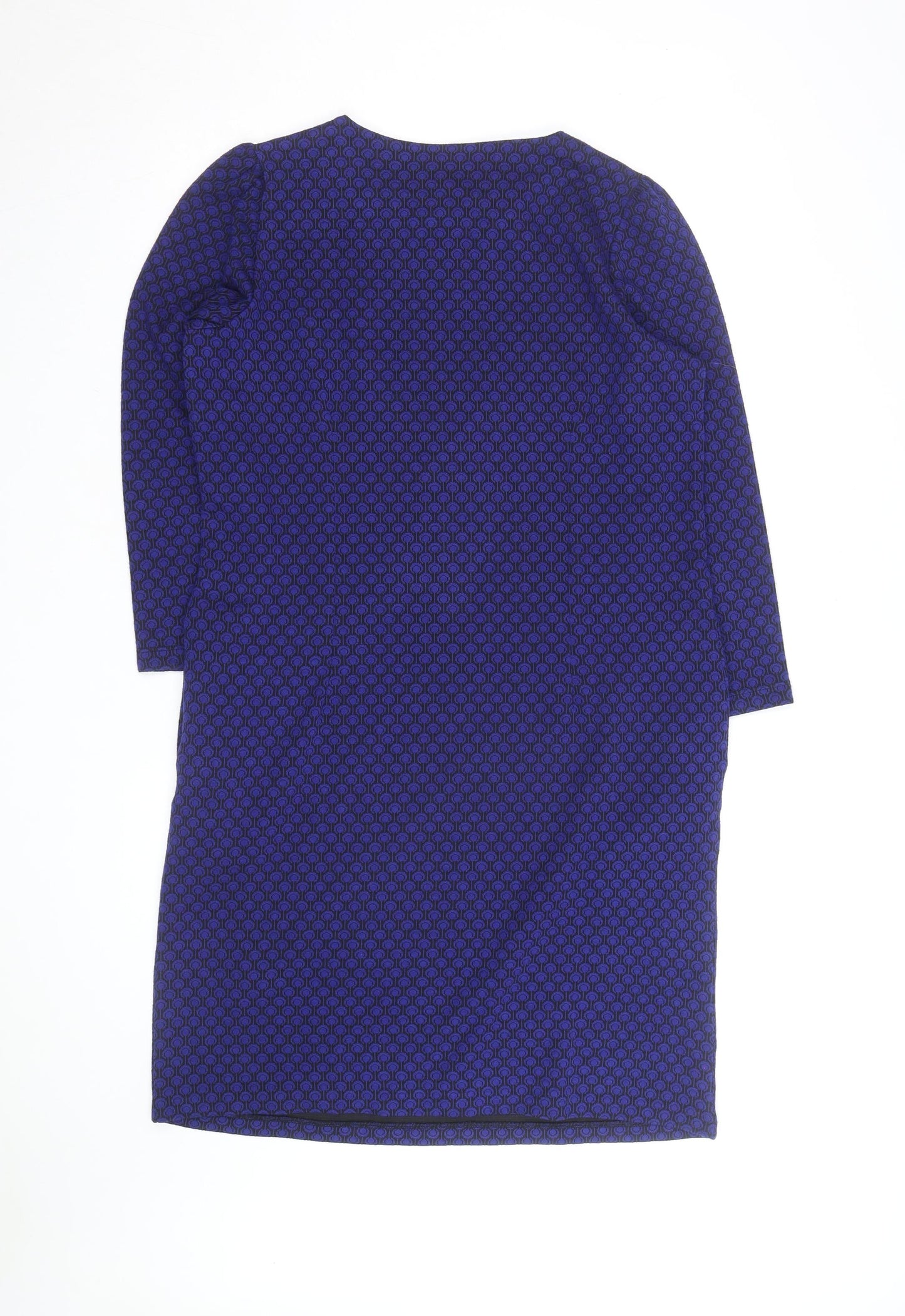 Pomodoro Women Blue Geometric Knee Length Shift Dress Size 14