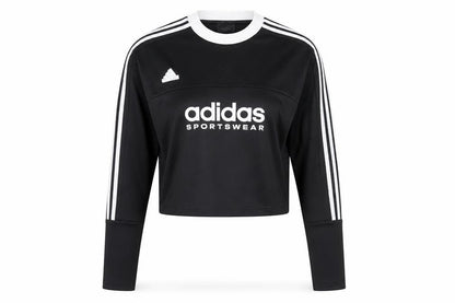 Adidas Womens Black Long Sleeve Cropped Sportswear Top L Regular Fit