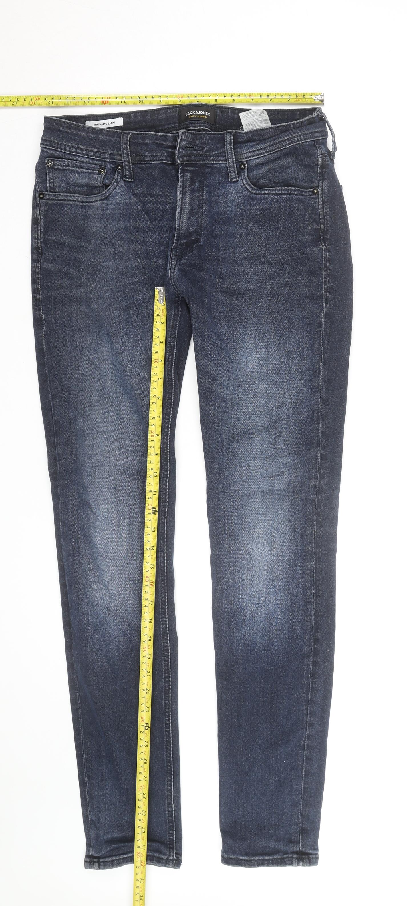Jack & Jones Men's Blue Skinny Slim Fit Denim Jeans Size 32x32