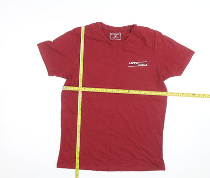 Jack & Jones Men's Red Crew Neck Regular Fit Cotton T-Shirt L