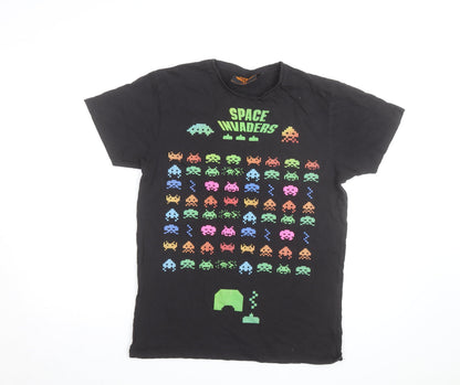 Space Invaders Men's Black Retro Graphic Cotton T-Shirt M