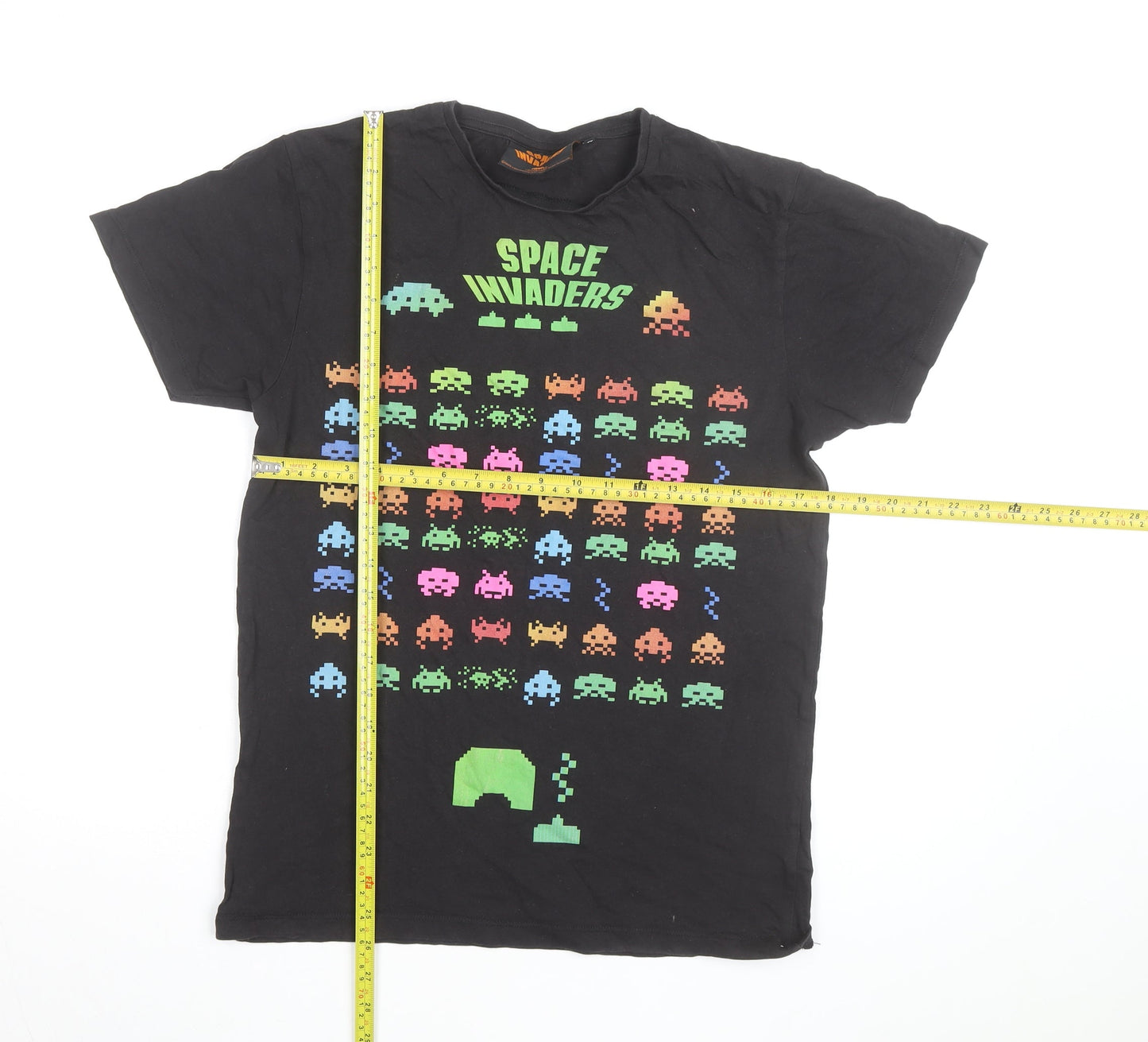 Space Invaders Men's Black Retro Graphic Cotton T-Shirt M
