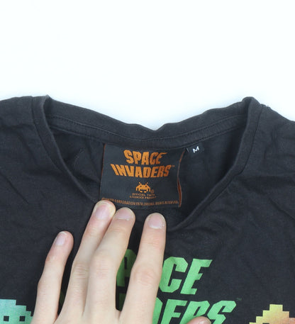Space Invaders Men's Black Retro Graphic Cotton T-Shirt M
