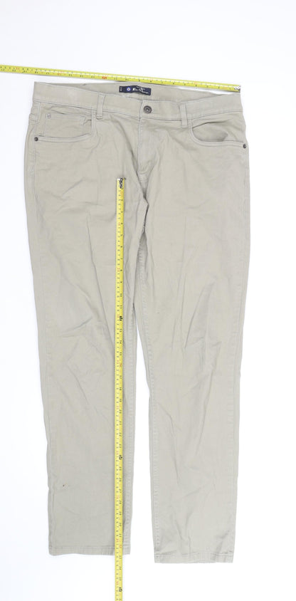 Ben Sherman Men's Beige Chino Trousers 36R Cotton Stretch