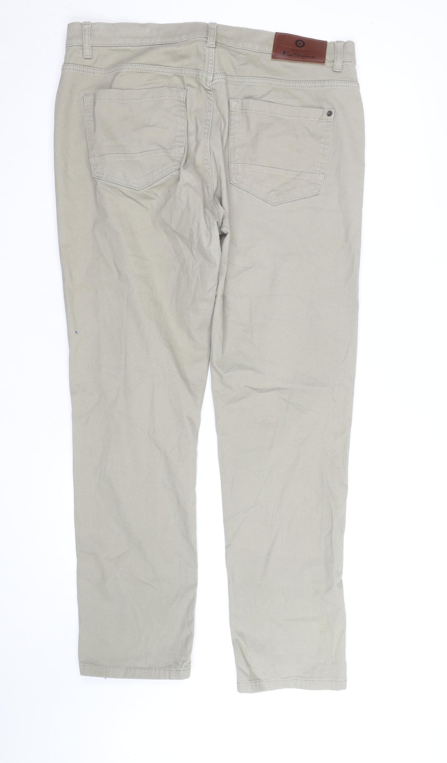 Ben Sherman Men's Beige Chino Trousers 36R Cotton Stretch
