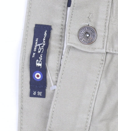 Ben Sherman Men's Beige Chino Trousers 36R Cotton Stretch