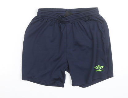 Umbro Boys Navy Blue YM 146 Athletic Shorts Polyester Elastic Waist