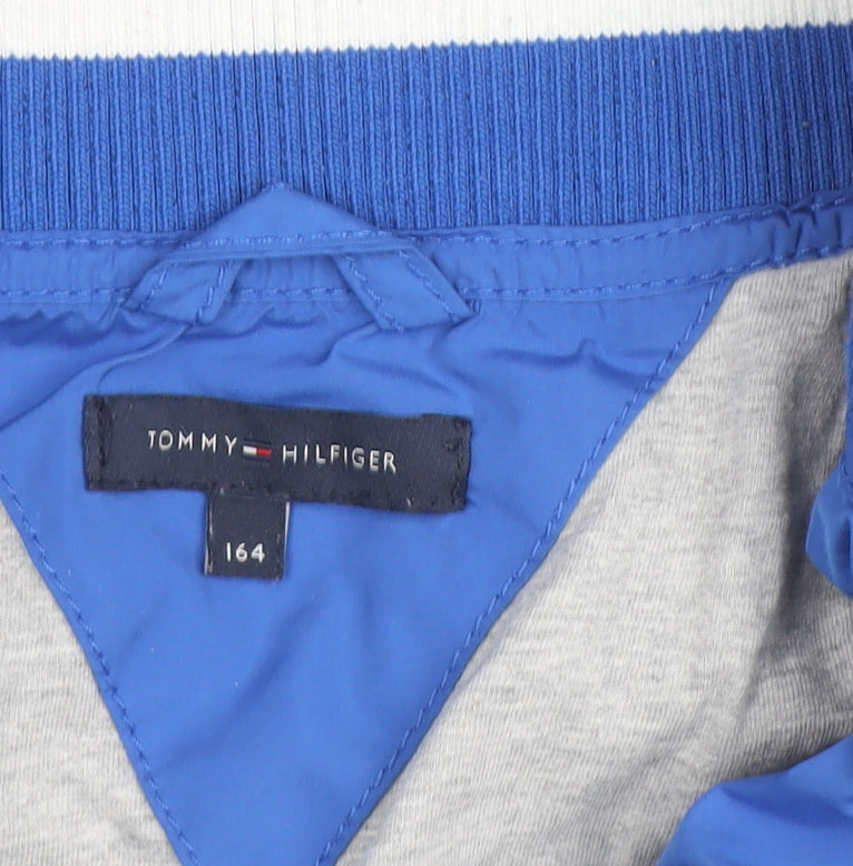 Tommy Hilfiger Blue Hooded Windbreaker Jacket Mens 164 M Nylon Polyester