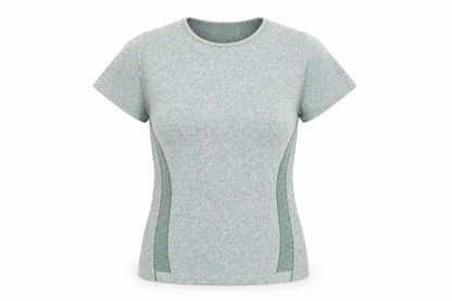 Front view of Dunnes Women’s Green Slim Fit Gym T-Shirt, size UK 8