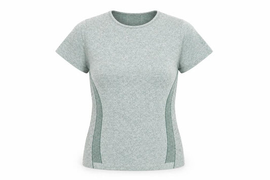 Front view of Dunnes Women’s Green Slim Fit Gym T-Shirt, size UK 8