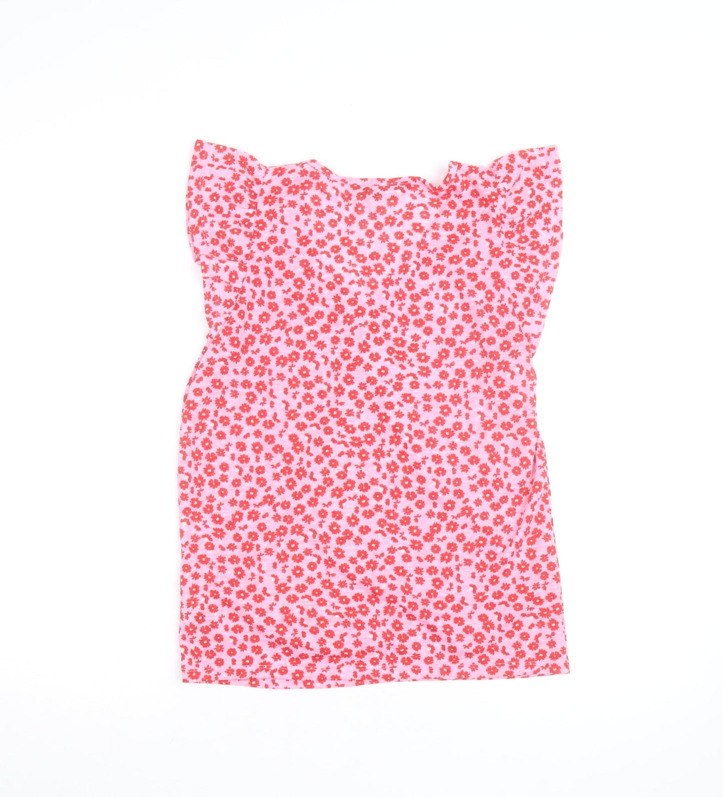 Dunnes Stores Women’s Pink Floral Ruffle Sleeveless V-Neck Blouse Size S
